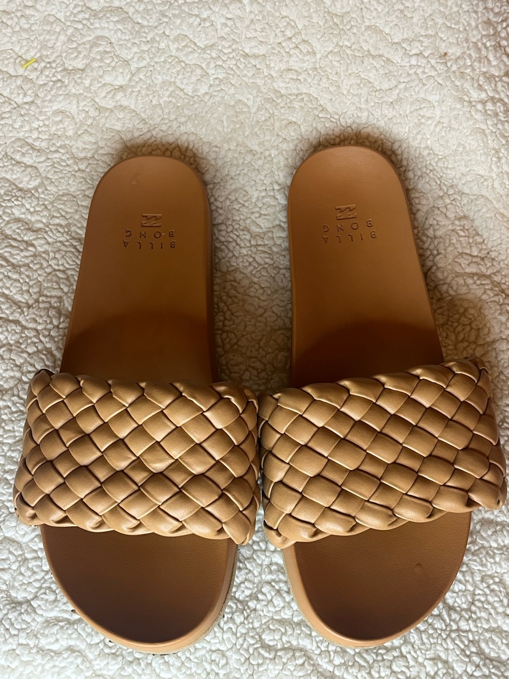 Billabong Tan Woven Slide Sandals Women’s Size 8 Braided Strap Flats - Picture 6 of 8